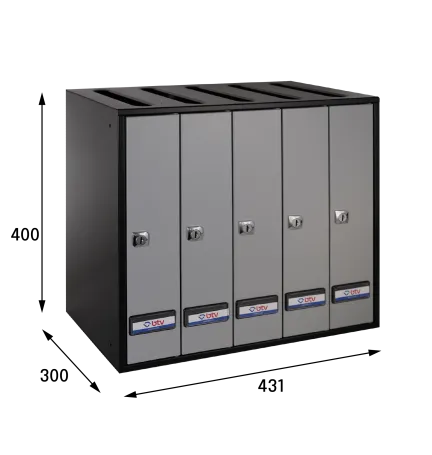 BUZON PRISMA SUPERIOR G5 CUERPO NEGRO PUERTA PLATA 400 x 431 x 300